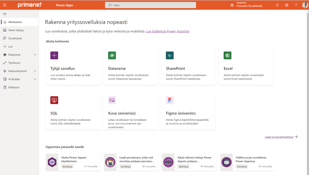 Power Appsilla luot sovelluksen helposti